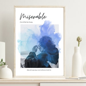 Han Jisung Miserable Art Stray Kids Digital Download, SKZ Song Poster, A4 and A5 Sizes Set, Kpop Wall Print, Blue Watercolour