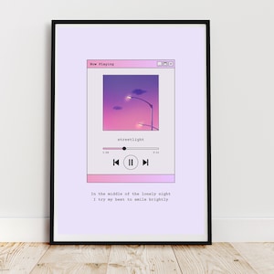 Póster de Stray Kids Changbin Streetlight Art SKZ, descarga digital, juego de tamaños A4 y A5, impresión de reproductor de música minimalista Kpop morado, 3RACHA