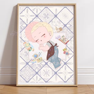 Impresión digital de Stray Kids Hyunjin, póster de arte mural de SKZ, tamaño A4 y A5, decoración de habitación Kpop, ilustración lo-fi.