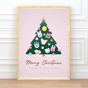 Stray Kids Weihnachten Digitaler Download, Skzoo SKZ Weihnachtsgrußkarte, A4 und A5 Größen Set, Kpop Festive Wall Art Print Poster, Stay Fandom