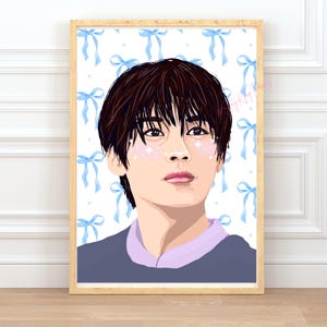 Verdwaalde kinderen Lee Know portretkunst digitale download, SKZ fanposter, A4- en A5-formaten set, illustratie, Kpop-kamerdecor, Coquette-muurafdruk