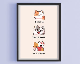 Lee Know, Stray Kids Art, Soonie Doongie and Dori, SKZ Poster, Digital Download, A4 and A5 Set, Lee Know Cats, Cute Cat Anime Design