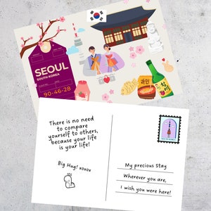 Stray Kids Bang Chan Seoul cartolina arte, download digitale, poster SKZ, set fronte e retro in formato A4, citazione di Bang Chan, stampa artistica di viaggio coreana
