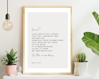 Bang Chan Quote Poster, Stray Kids Minimalist Art (Digital Download)