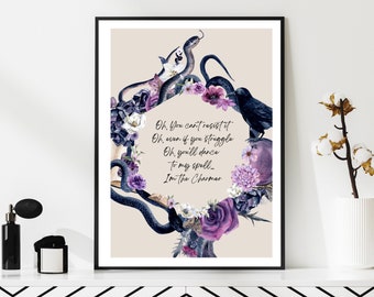 Charmer Stray Kids Art, SKZ Music Poster, Digital Download, Oddinary, A4 and A5 Size Set, You Can&#39;t Resist It, Snakes Purple Flowers
