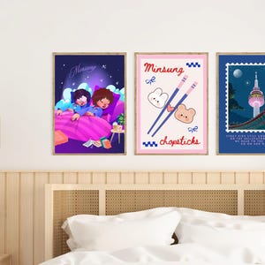 Stray Kids Minsung konsttryck digital nedladdning, SKZ Han Jisung och Lee Know affisch, söt Kpop rumsdekor, A4 och A5 storlekar set, ätpinnar bild 6