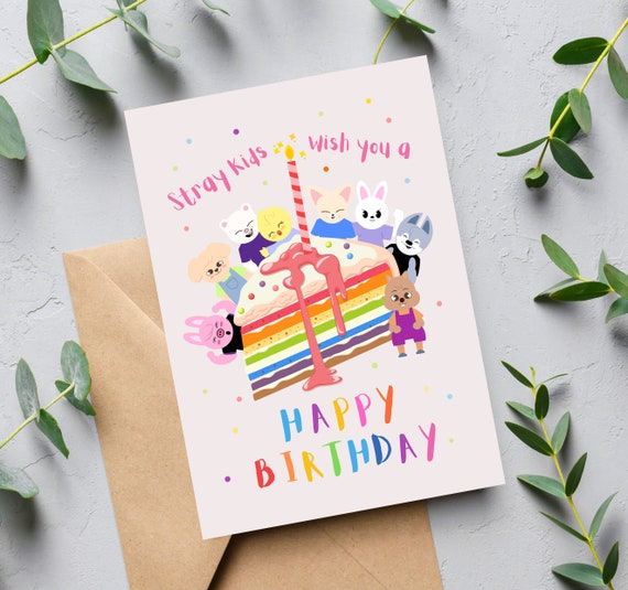 Stray Kids Birthday Card Digital Download Artwork, Skzoo