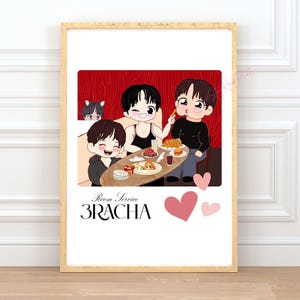 Impresión artística digital de Stray Kids 3RACHA, póster de SKZ de Bang Chan, Han Jisung y Changbin, tamaño A4 y A5, decoración de pared Kpop.