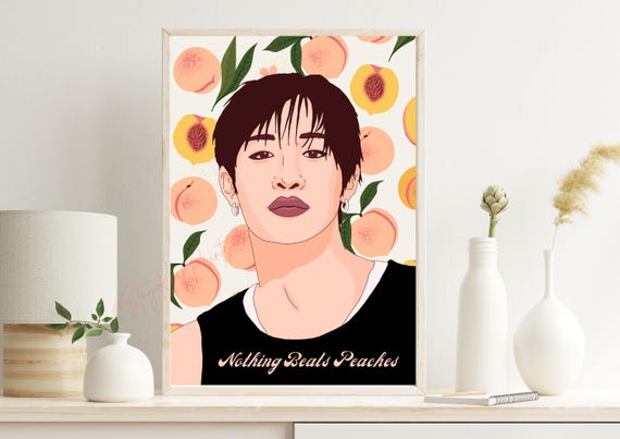 Bang Chan Peaches Art Print: Stray Kids Kpop Poster (digital
