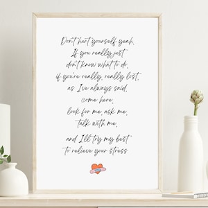 Bang Chan Don&#39;t Hurt Yourself Quote Art, Stray Kids Poster, Digital Download, Chan&#39;s Room, A4 and A5 Size Set, SKZ Wall Print, Self Love