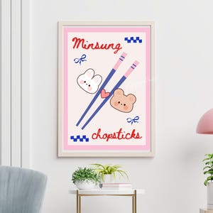Stray Kids Minsung konsttryck digital nedladdning, SKZ Han Jisung och Lee Know affisch, söt Kpop rumsdekor, A4 och A5 storlekar set, ätpinnar bild 8