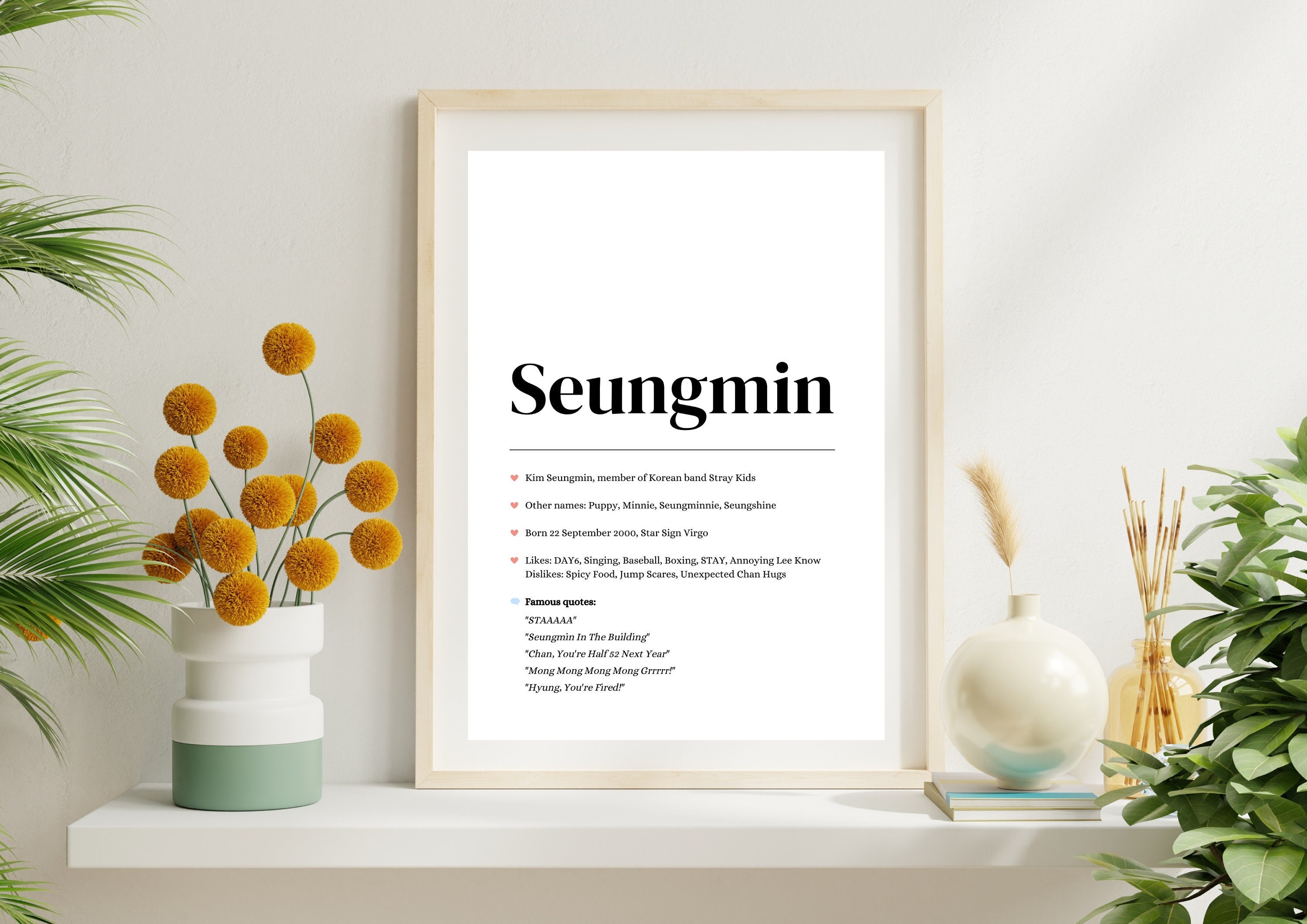 Stray Kids Seungmin Definition Print, SKZ Kpop Dictionary Art
