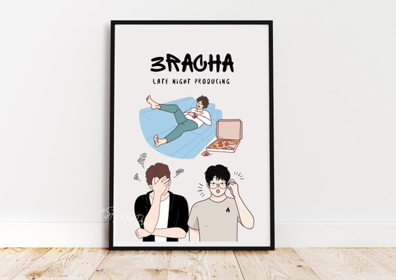 Stray Kids 3RACHA Art Print, Neutral Kpop Illustration (digital