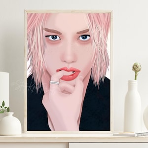 Stray Kids Felix Art Print Digital Download, SKZ Fan Poster, Yongbok Portrait, A4 und A5 Größen Set, Minimalist Kpop Raumdekor