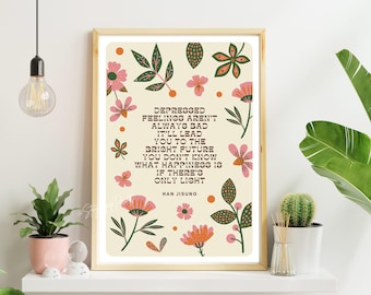 Stray Kids Han Jisung Quote Art Print Digital Download, SKZ Poster Self Love, A4 and A5 Size Set, Floral Kpop Decor
