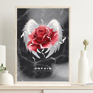 Descarga digital de impresión artística de Felix Unfair, póster de Stray Kids Hop, juego de tamaños A4 y A5, decoración de habitación Kpop en negro y rojo, rosa