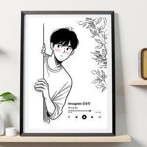 Stray Kids Seungmin Art Print Descarga digital, SKZ Poster Seungmin Song By Illustration, A4 y A5 Sizes Set, Kpop Decor, Anime