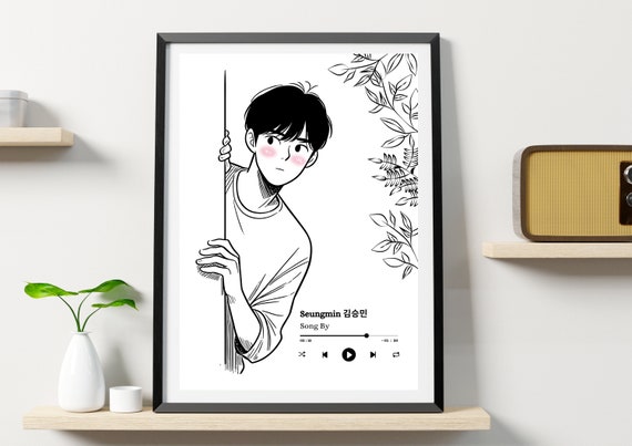 Stray Kids Seungmin Anime Portrait Art Print, Kpop Decor (digital