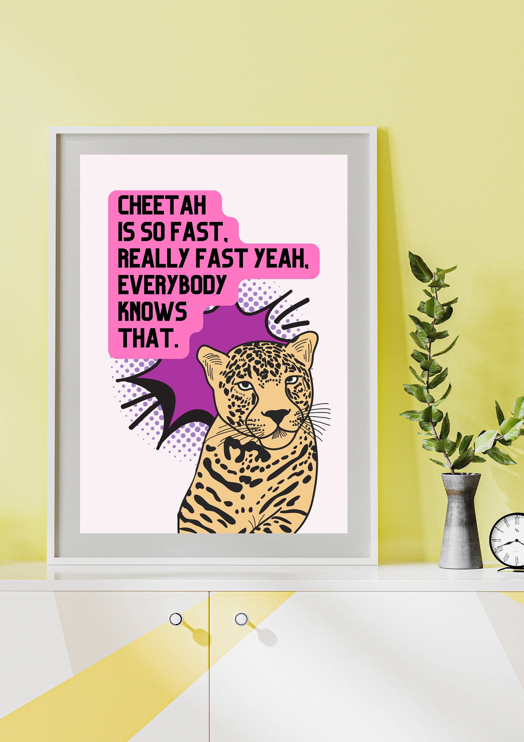 Han Stray Kids Quote Art, Han Jisung Cheetah Is So Fast Meme SKZ Poster, A4 and A5 Set, Pop Art Style, Digital Download, A4 and A5 Size Set