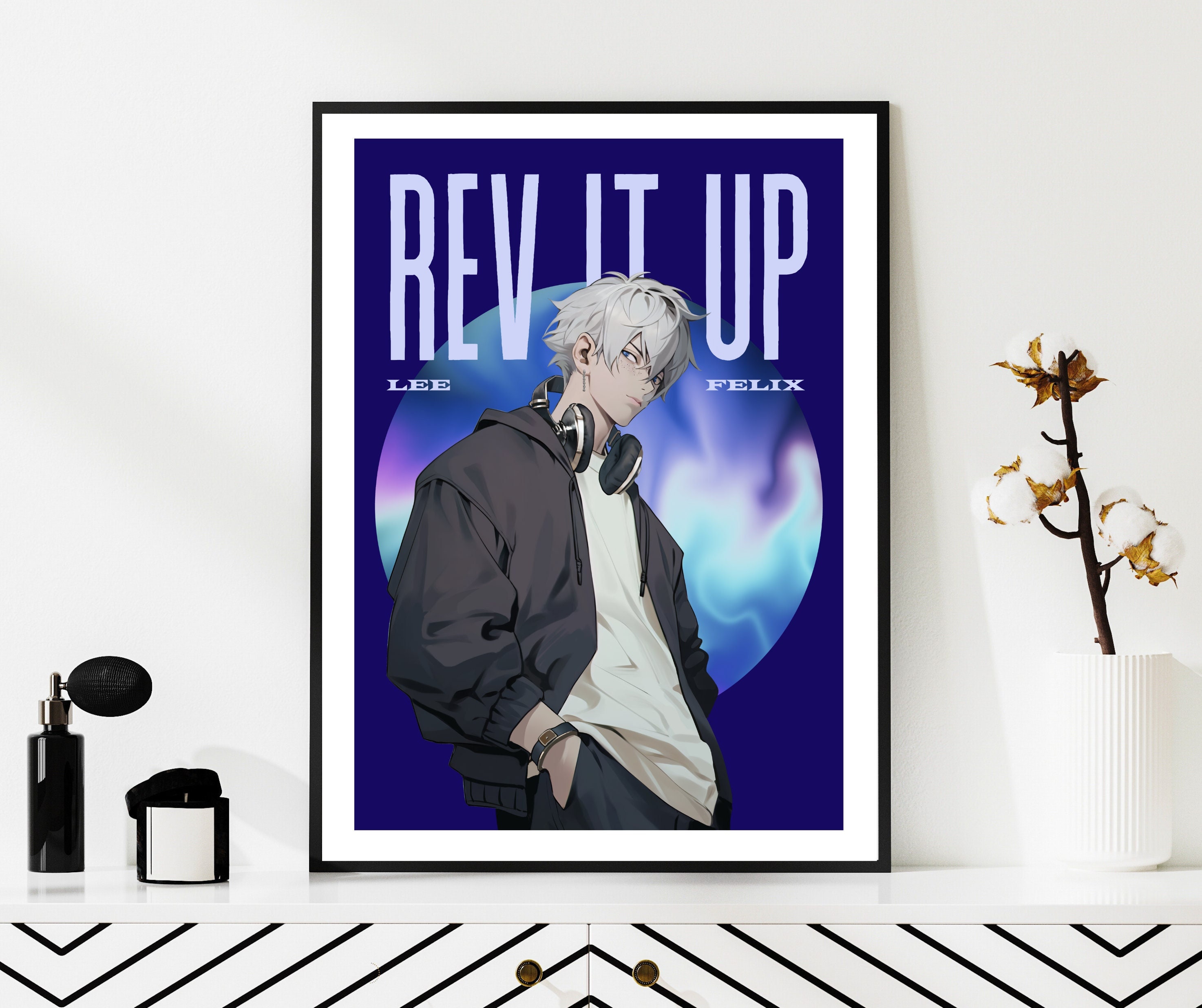 Stray Kids Felix Anime Art Print, Kpop Room Decor (digital
