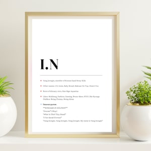 Stray Kids I.N Art, SKZ Jeongin Poster, I.N definition, Jeongin Bio, Digital Download, A4 and A5 Size Set, Stray Kids Printable, SKZ Quote