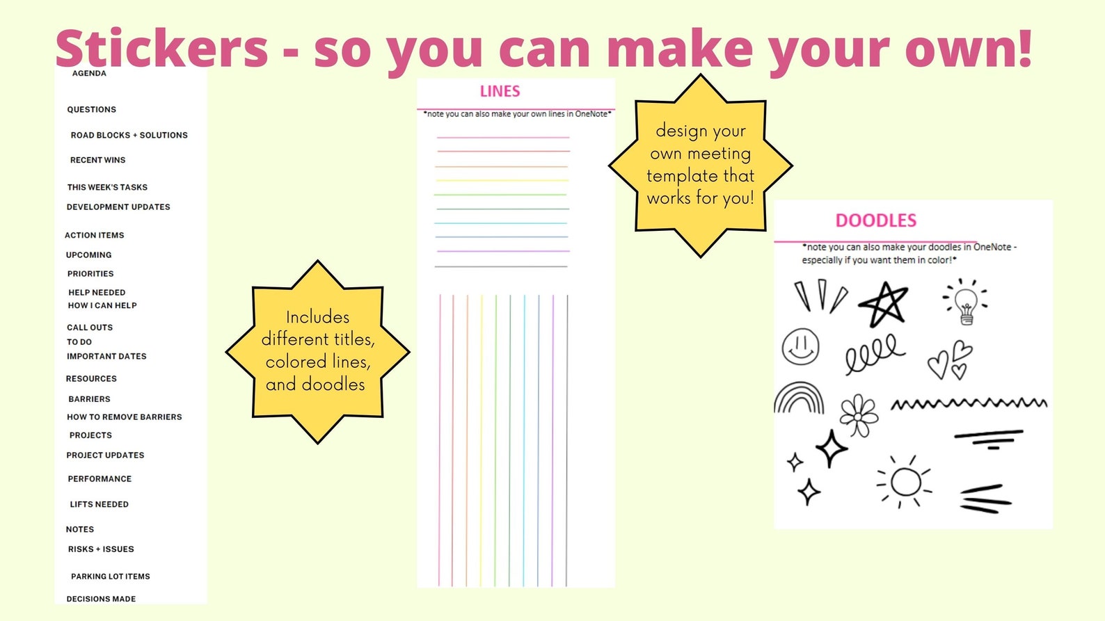 Onenote Group Meeting Notes Template Etsy