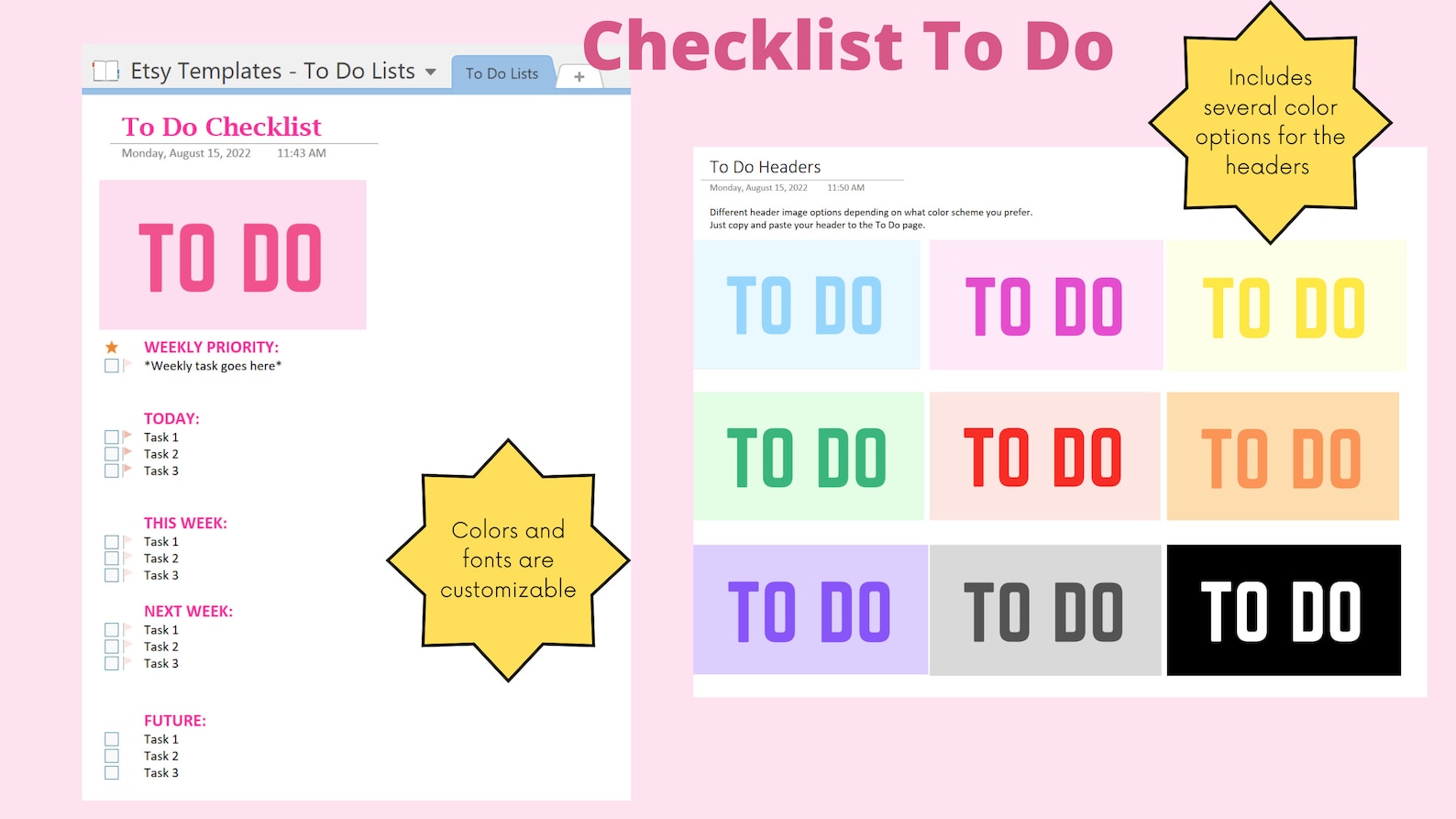 Onenote to Do Template Etsy