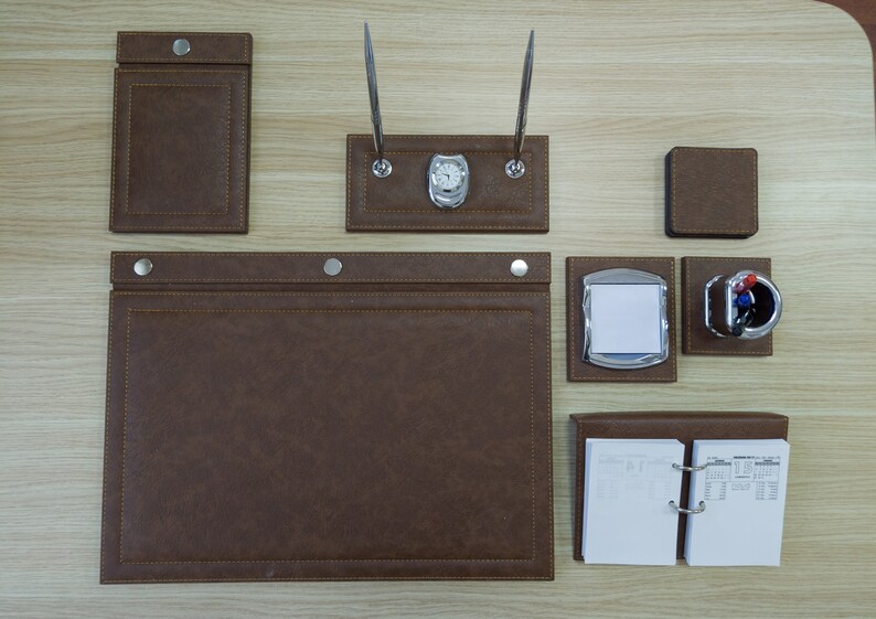 Functional Leather Desk Set Desk Storage office Desk Etsy