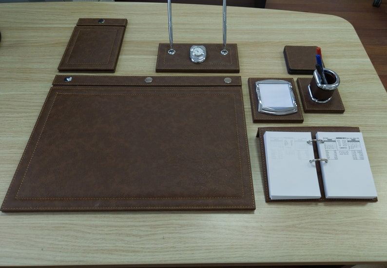 Functional Leather Desk Set Desk Storage office Desk Etsy