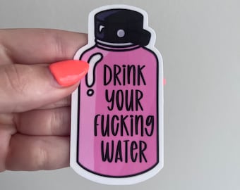 Pegatina divertida de enfermera, pegatina "Bebe tu agua", regalo para trabajadores de la salud, pegatina de enfermera titulada, calcomanía para botella de agua, lindo regalo de enfermera