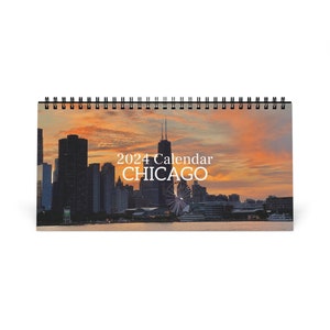 Calendario da tavolo di Chicago 2024; Calendario di Chicago 2024; Calendario di Chicago; Calendario da tavolo 2024; Calendario di Chicago, Illinois 2024
