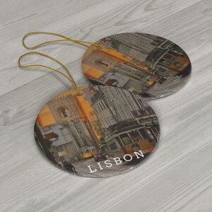 Travel-Themed Ornament: Lisbon, Portugal; Portugal Ornament; Lisbon Ornament; Lisbon, Portugal Christmas Ornament; Lisbon Tram Oranament