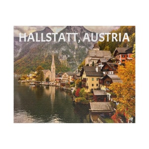Hallstatt, Austria Mountain Town Puzzle (110, 252, 500, or 1014 pieces); Austria Puzzle; Hallstatt, Austria Puzzle; Unique Mountain Puzzle