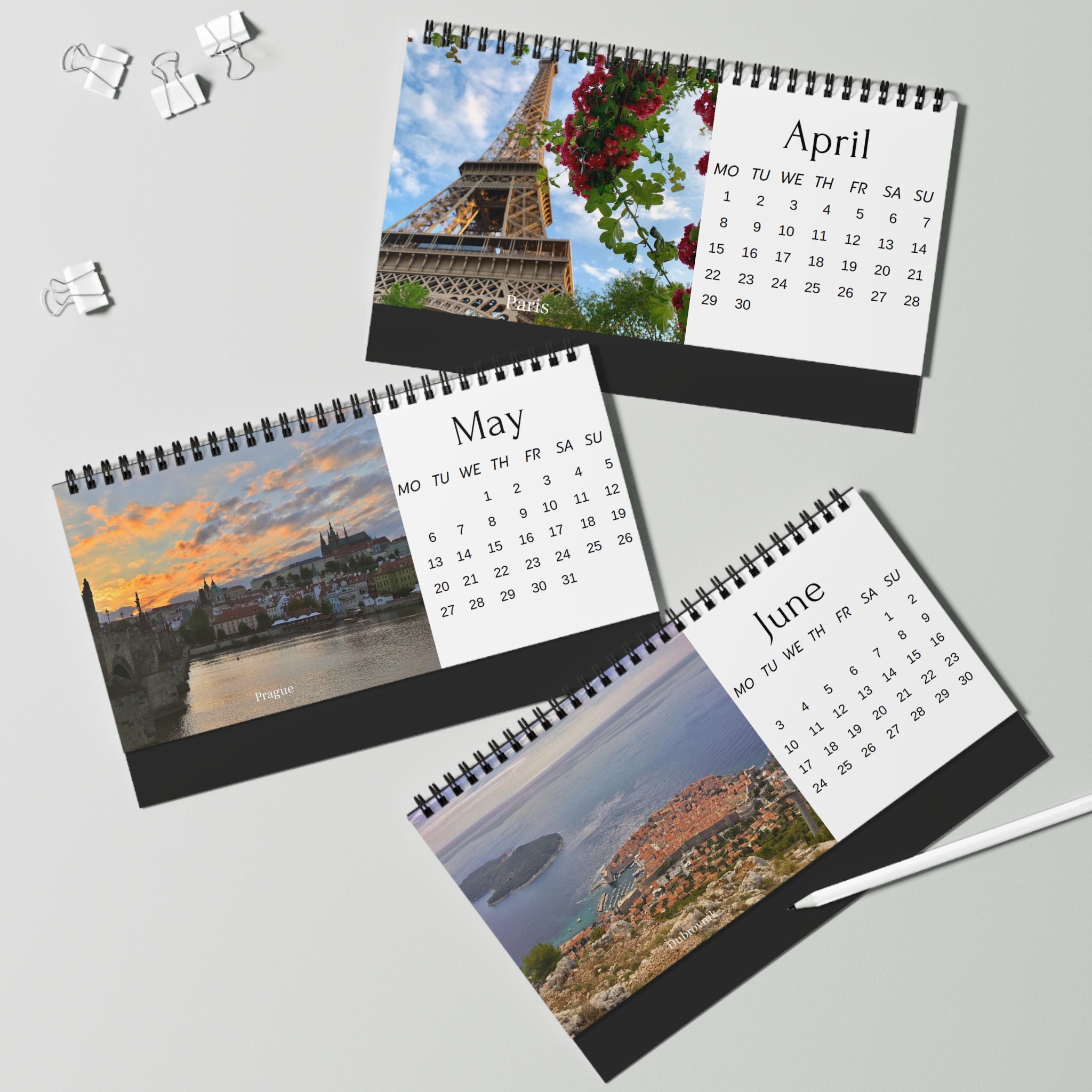 European Cities 2024 Desk Calendar; 2024 Europe Calendar sold by Flora
