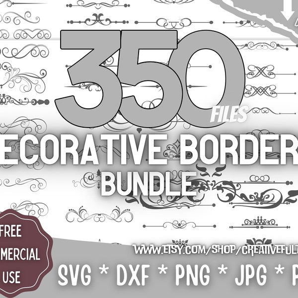 Paquete SVG de bordes decorativos / Para Cricut, CNC, láser, etc. / Proyectos creativos / Descarga instantánea / Licencia comercial