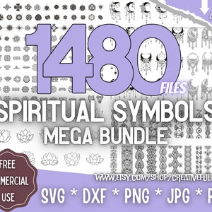 Spiritual Symbols Mega Bundle SVG | Celtic, Moon Mandala, Lotus Flower, Mehndi-Henna | Instant Download | Commercial License