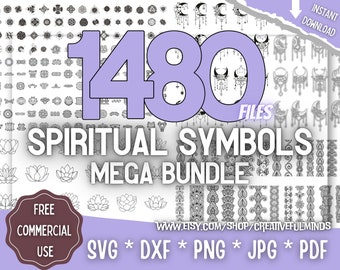 Spiritual Symbols Mega Bundle SVG | Celtic, Moon Mandala, Lotus Flower, Mehndi-Henna | Instant Download | Commercial License