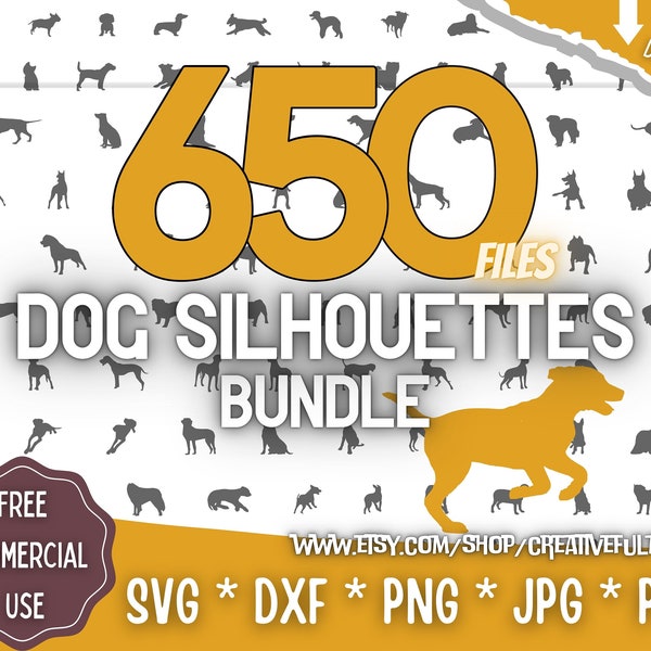 Paquete SVG de siluetas de perros / Para Cricut, CNC, láser, etc. / Proyectos creativos / Descarga instantánea / Licencia comercial