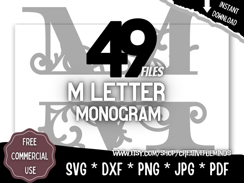 M Letter Monogram for Cricut, CNC, Laser, Etc Creative Projects Instant ...