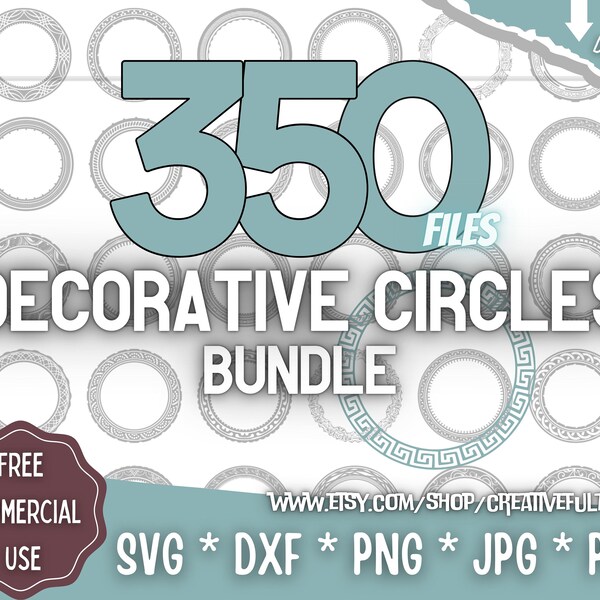 Paquete SVG de círculos decorativos / Para Cricut, CNC, láser, etc. / Proyectos creativos / Descarga instantánea / Licencia comercial