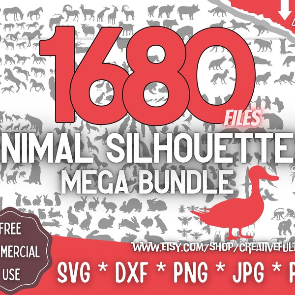 Silhouettes d’animaux SVG Mega Bundle | Pour Cricut, CNC, Laser, etc. | Projets créatifs | Téléchargement instantané | Licence commerciale