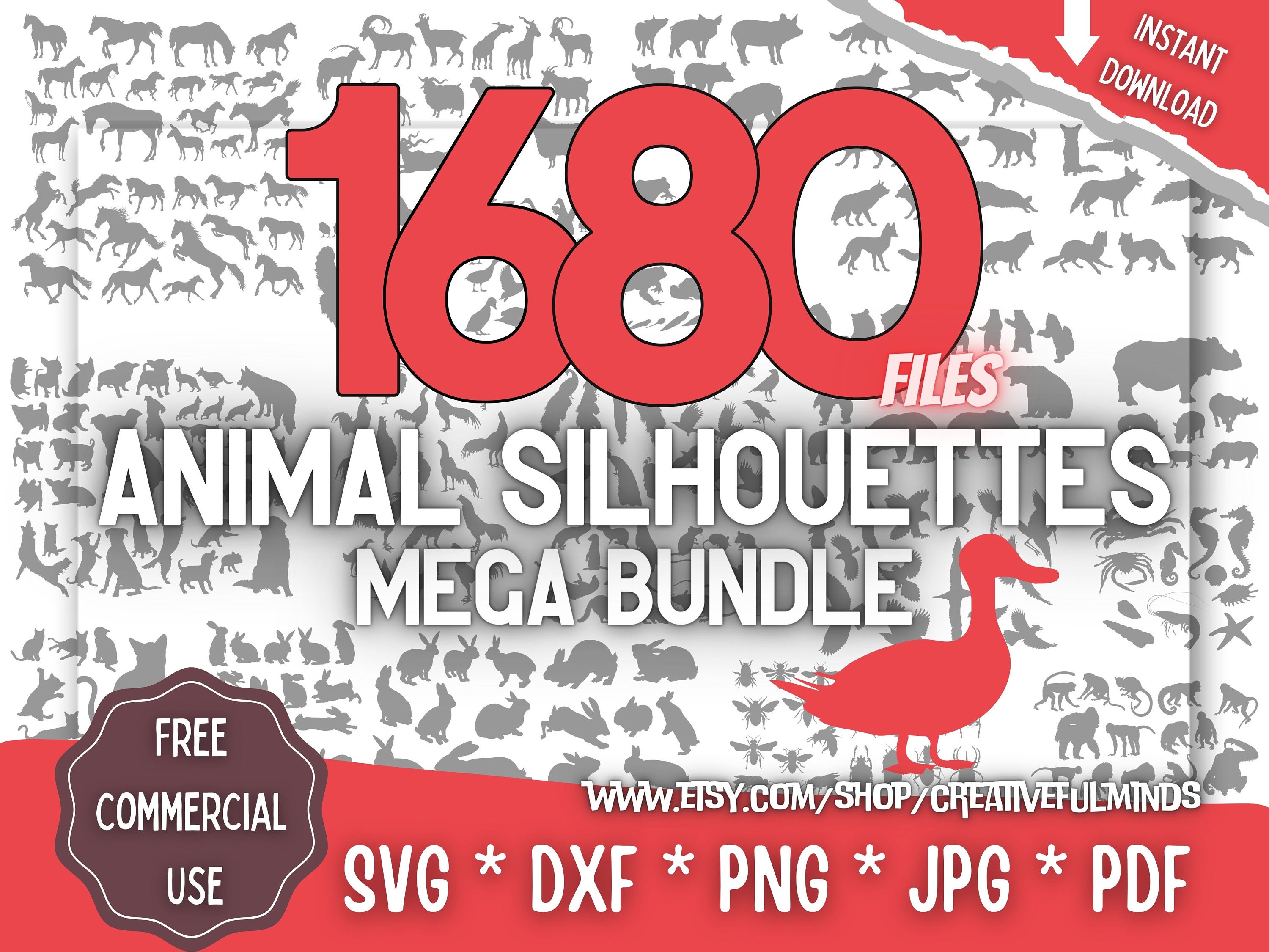 Animal Silhouettes SVG Mega Bundle | For Cricut, CNC, Laser, etc | Creative Projects | Instant Download | Commercial License