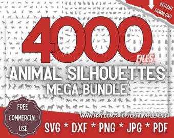 Animal Silhouettes Mega Bundle SVG | Dogs, Cats, Horses, Birds, Bugs, etc… | Creative Projects | Instant Download | Commercial License