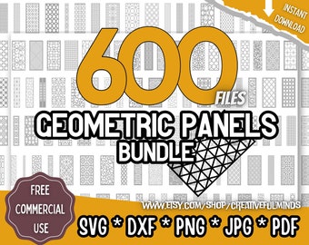 Geometrische panelen SVG bundel, Lasergesneden panelen SVG, paneelcollectie, lasergesneden bestanden, Lightburn lasergesneden paneelbestanden | Directe download