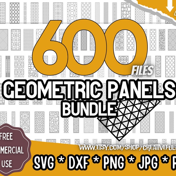 Geometric Panels SVG Bundle, Laser cut panels svg, panel collection, laser cut files, Lightburn laser cut panel files | Instant Download