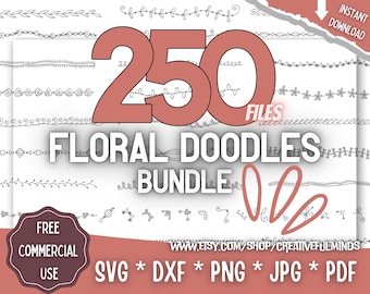 Floral Doodles SVG-Bundle | Für Cricut, CNC, Laser usw | Kreative Projekte | Sofortdownload | Kommerzielle Lizenz