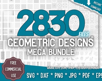Geometric Designs Mega Bundle SVG | Geometric Patterns, Designs, Panels, Animals | Creative Projects | Instant Download | Commercial License
