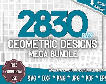 Geometric Designs Mega Bundle SVG | Geometric Patterns, Designs, Panels, Animals | Creative Projects | Instant Download | Commercial License