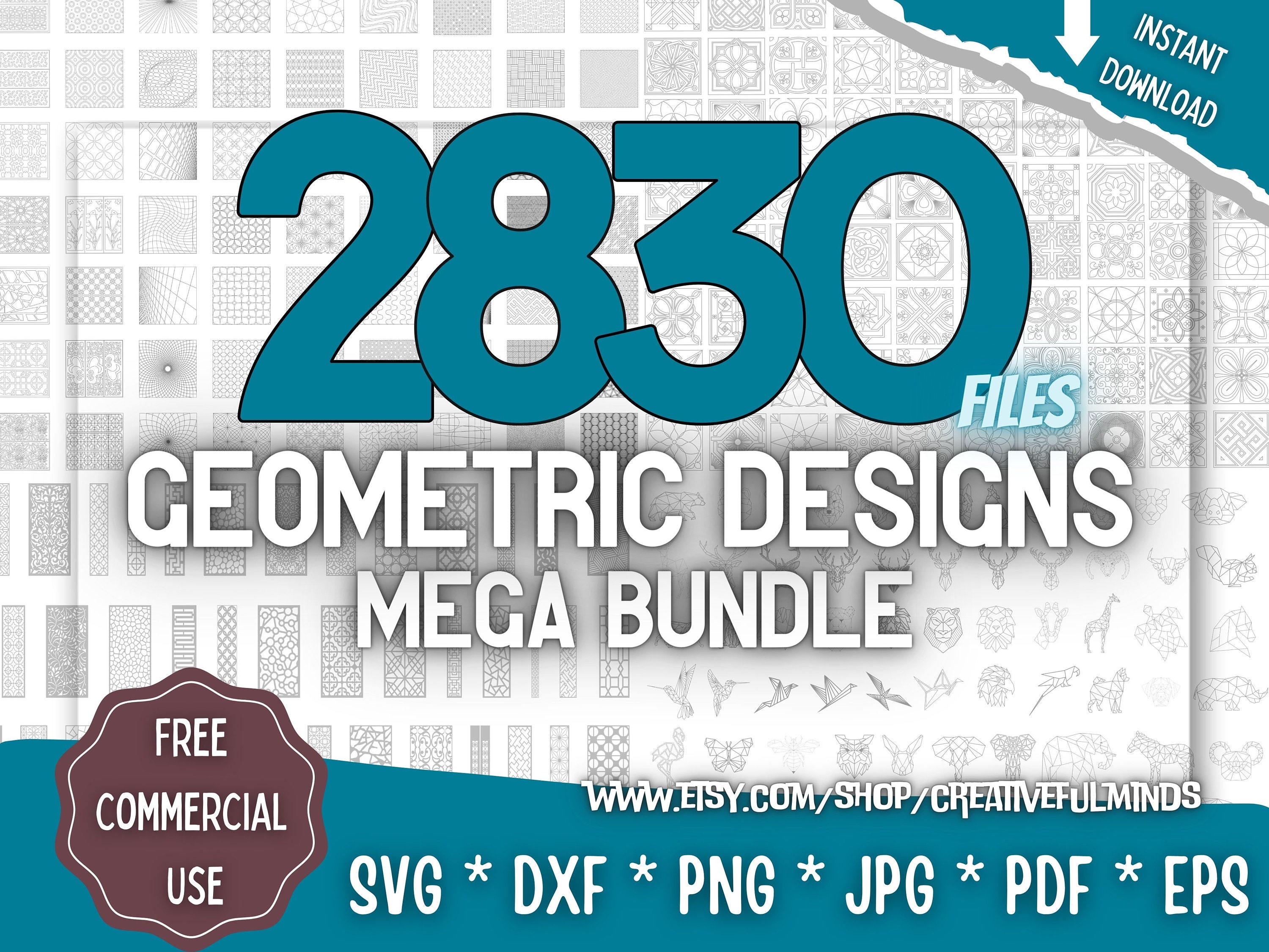 Mega Bundle de Diseños Geométricos SVG | Patrones, Paneles y Animales | 2.830 Archivos | Descarga Instantánea + Licencia Comercial