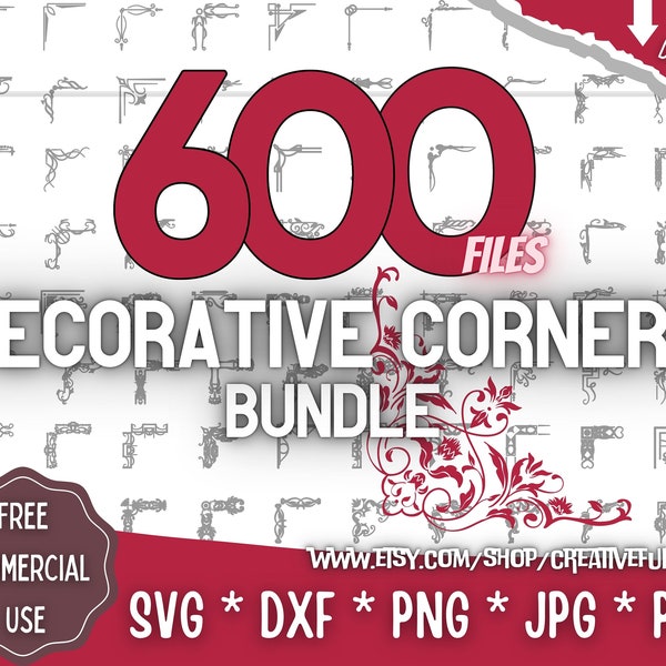 Paquete SVG de esquinas decorativas / Para Cricut, CNC, láser, etc. / Proyectos creativos / Descarga instantánea / Licencia comercial